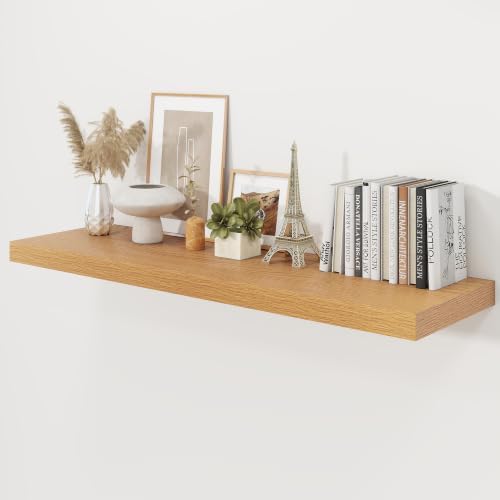48" Natural Oak Color Floating Shelves 12inch Deep Shelf, Set of 1 by Ornawit