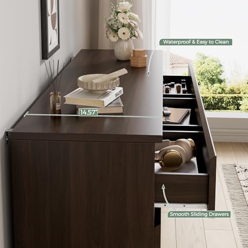 Jocoevol Modern 9 Drawer Dresser for Bedroom, Simply Chest of Drawers, Wood Storage Dresser with Deep Drawers for Living Room Hallway Entryway (Brown) - Image 6