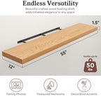 48" Natural Oak Color Floating Shelves 12inch Deep Shelf, Set of 1 - Image 2