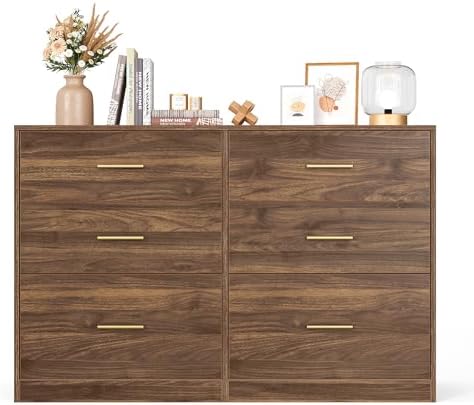 VASAGLE 6-Drawer Dresser, Chest of Drawers, 46.9 x 15.8 x 30.7 Inches by VASAGLEbySONGMICSHOME
