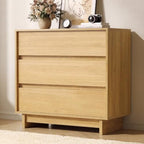 3 Drawer Oak Dresser for Bedroom, 31.5" Wide Mid Century Modern Dresser by SINROM