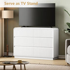 Wodeer White Dresser Fluted 6 Drawers Dresser for Bedroom, 47" Wide Wood Chest of Drawers with Hidden Handles & Rounded Corners, Modern TV Stand Storage Cabinet for Living Room, Hallway, Entryway - Image 3