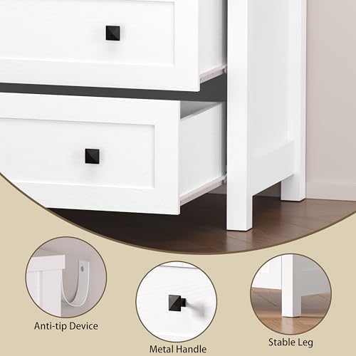 BORNOON 3-Drawer Dresser, Small Wooden Chest of Drawers with Metal Knobs, Water-Resistant Top, Storage Organizer with Anti-Tip Kit for Bedroom, Nursery, Living Room - Image 5