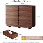 8 Drawer Walnut Dresser for Bedroom, 53" Wide Mid Century Modern Dresser - Image 2