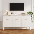 Fluted Dresser for Bedroom with 8 Drawers, Wooden Dresser with Metal Handle, White Dresser for Bedroom, Wood Closet for Hallway, Modern Storage Organizer for Living Room BDR104WW - Image 4