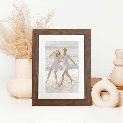 5x7 Picture Frame, Solid Oak Wood 5 x 7 Photo Frame with Mat to 4x6 - Image 2