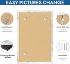 Hongkee 11x17 Picture Frame Set of 4, 11x17 Distressed White Wood, Mat 8x12 - Image 5