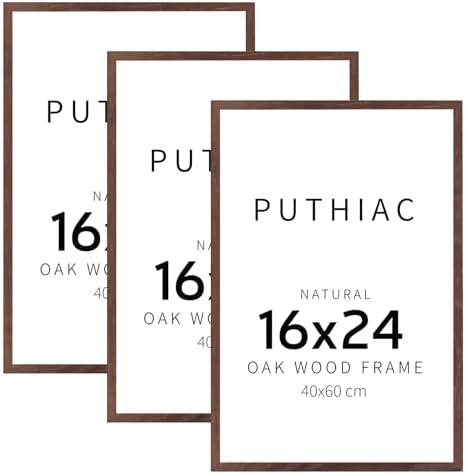 puthiac 16x24 Solid Oak Wood Picture Frames, Walnut, 3 Pack by PUTHIAC