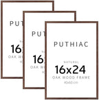 puthiac 16x24 Solid Oak Wood Picture Frames, Walnut, 3 Pack by PUTHIAC