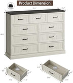 Farmhouse 9 Drawer Dresser for Bedroom, 55" White Dresser with TV Stand - Image 2
