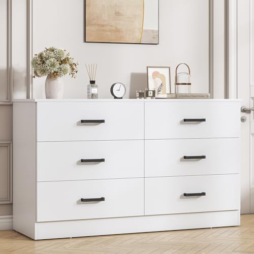 Bigbiglife Wood Dresser for Bedroom, 6 Drawer Double Dresser, Modern Chest of Drawers with Deep Drawers, Large Storage Organizer for Living Room, Closet (White) - Image 3