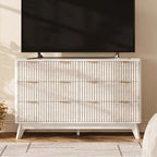47" Wide Fluted 6 Drawers Dresser for Bedroom,Curved Edge,White - Image 3