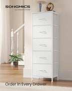 SONGMICS Dresser for Bedroom, Tall Dresser with 5 Fabric Drawers - Image 3