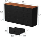 Furnify 9 Drawer Dresser, 59" Wide Dresser for Bedroom, Black - Image 2