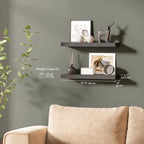 Ballucci Floating Shelf, 2-Pack 24" Black Floating Shelves for Wall, Wood Wall Shelf for Home Décor, Floating Shelves for Bathroom, Living Room, Bedroom, 8" Deep Wall Shelves - Image 3