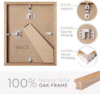 6x8 Picture Frame, Solid Oak Wood 6x8 Photo Frames with Mat to 5x7 - Image 4