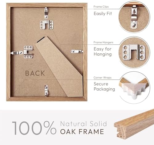 6x8 Picture Frame, Solid Oak Wood 6x8 Photo Frames with Mat to 5x7 - Image 4