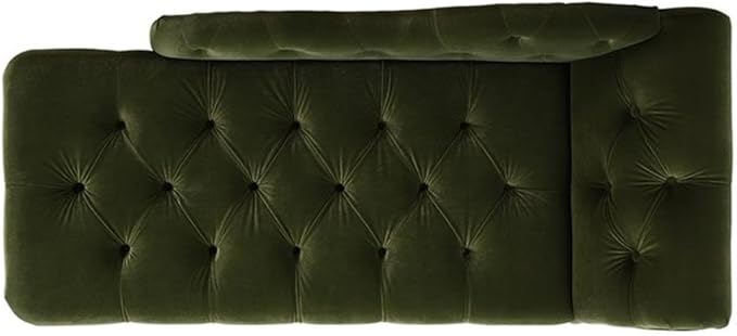 Pemberly Row Tufted Roll Arm Chaise Lounge, Olive Green Velvet Upholstery - Image 7