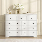 55 Inch Wide White Dresser for Bedroom, 9 Drawer Dresser with Large Drawers, Wood Chest for Living Room, Hallway - Image 5
