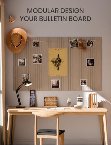 Fluxynara 36" x 24" Large Felt Bulletin Board, Taupe - Image 6