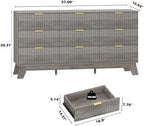 HUANLEGO Fluted Dresser for Bedroom with 9 Drawers, Grey - Image 3