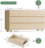 Lulive 6 Drawer Dresser for Bedroom, 55" Wide Chest of Drawers, Natural - Image 2