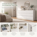 White 9 Drawer Dresser for Bedroom,Modern Deep Drawer Dresser with No-Handle Design,Wide Storage Chest of Drawers,Wood Bedroom Storage Organizer Furniture for Closet,Hallway - Image 4