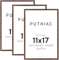 puthiac 11x17 Solid Oak Wood Picture Frames, Walnut, 3 Pack by PUTHIAC