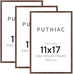 puthiac 11x17 Solid Oak Wood Picture Frames, Walnut, 3 Pack by PUTHIAC