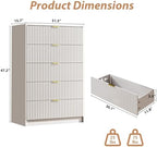 MAISONARIA 5 Drawer Dresser for Bedroom, Tall Dresser Chest of Drawers with Gold Handles, 32 Inch Wide Nightstand with for Bedroom, Living Rooms, Offices, and Entryways, White - Image 2