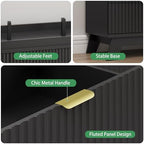 Xixini Fluted Dresser for Bedroom with 12 Drawers, 57" Wide Modern Chest of Drawers with Metal Handle, Wooden Dresser TV Stand, Wood Closet Clothes Storage Organizer for Living Room, Hallway, Black - Image 6