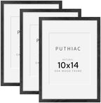 puthiac 10x14 Solid Oak Wood Picture Frames, Black, 3 Pack by PUTHIAC