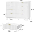 HUANLEGO 48" W Tall Fluted Dresser for Bedroom with 8 Drawer, White - Image 2
