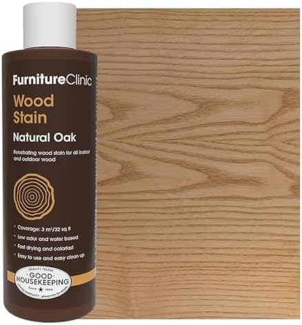 Furniture Clinic Wood Stain | Natural Oak | Water Based | Fast Drying, Low Odor, & Non-Toxic | for Indoor & Outdoor Furniture and More | Multiple Finishes | (8.5oz / 250ml) by FurnitureClinic