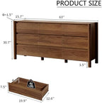 HOUROM Walnut Dresser for Bedroom,63"Wide 9 Drawer Mid Century Modern Chest - Image 2