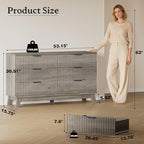 BORNOON 53" Long Dresser for Bedroom, 6-Drawer Dresser with Fluted Fronts, Wide Wood Chest of Drawers, Smooth Metal Slides, Stable Base, Modern Clothes Storage Cabinet for Living Room, Hallway - Image 2