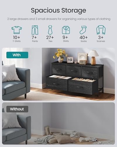 SONGMICS Dresser for Bedroom, Wide Dresser with 5 Fabric Drawers - Image 4