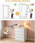 Karl home White 4 Drawer Modern Dresser, Bedroom Chest with Cut-Out Handles - Image 5