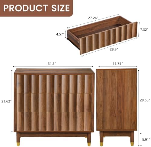 Bifins 31.5" Wide Fluted 3 Drawer Dresser - Image 2