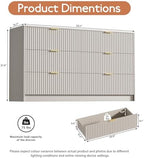 Furniway Beige Dresser for Bedroom, Modern Dresser with 6 Drawers and Smooth Slides, Wide Chest of Drawers with Golden Handles for Bedroom, Living Room, Closet, 15.7" D x 55.1" W x 31.4" H - Image 2