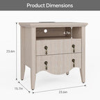 FUSUNBAO Fluted Nightstand with Charging Station & 2 Drawers,Nature Oak - Image 2