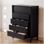 HOUROM Black Dresser for Bedroom,45" Tall 5 Drawer Mid Century Modern Chest - Image 6