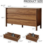 HOUROM Walnut Dresser for Bedroom,51"Wide 7 Drawer Mid Century Modern Chest - Image 2