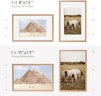 11x17 Picture Frame, Solid Oak Wood 11x17 Poster Frame with Mat to 8x12 - Image 3