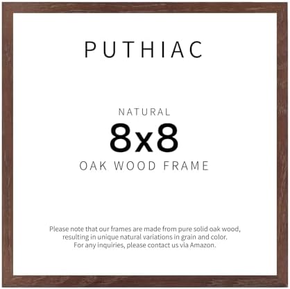puthiac 8x8 Solid Oak Wood Picture Frame, Walnut, 1 Pack by PUTHIAC