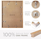 16x20 Picture Frame, 20x16 Solid Oak Picture Frame with Mat, 16x20 Natural Wood Frame for Wall Art Photo, Set of 3 - Image 4