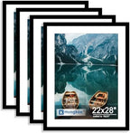 Hongkee 22x28 Frame Set of 4, 22 x 28 Black Wood Style(Mat 18x24) by Hongkee