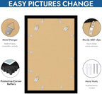 Hongkee 11x17 Picture Frame Set of 4, 11 x 17 Black Wood Style(Mat 8x12) - Image 5