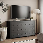Xixini 59.1" Wide 9-Drawer Farmhouse Dresser for Bedroom, Black - Image 6