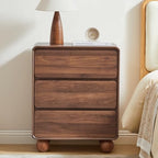 AVZEAR Modern 3 Drawer Dresser for Bedroom, Wooden Dresser Chest of Drawers, Handle Free & Curved Profile Design, Mid Century 3 Drawer Nightstand for Living Room, Walnut by AVZEAR
